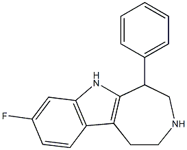 8-fluoro-5-phenyl-1,2,3,4,5,6-hexahydroazepino[4,5-b]indole Struktur