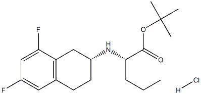 (S)-tert-butyl 2-(((R)-6,8-difluoro-1,2,3,4-tetrahydronaphthalen-2-yl)amino)pentanoate hydrochloride Struktur