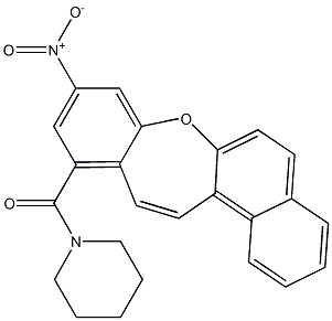 (9-nitrobenzo[b]naphtho[1,2-f]oxepin-11-yl)(piperidin-1-yl)methanone Struktur