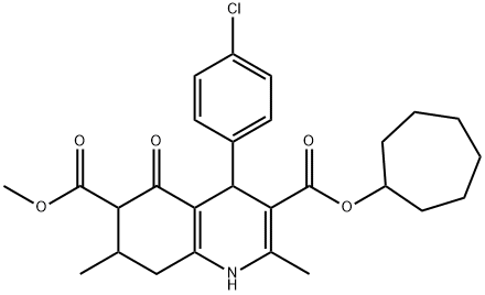 3-cycloheptyl 6-methyl 4-(4-chlorophenyl)-2,7-dimethyl-5-oxo-1,4,5,6,7,8-hexahydroquinoline-3,6-dicarboxylate Struktur