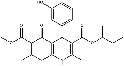 3-sec-butyl 6-methyl 4-(3-hydroxyphenyl)-2,7-dimethyl-5-oxo-1,4,5,6,7,8-hexahydroquinoline-3,6-dicarboxylate Struktur