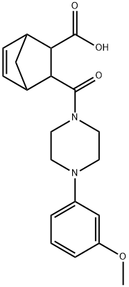 3-(4-(3-methoxyphenyl)piperazine-1-carbonyl)bicyclo[2.2.1]hept-5-ene-2-carboxylic acid Struktur