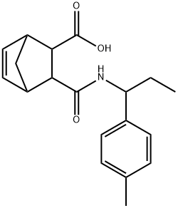 3-((1-(p-tolyl)propyl)carbamoyl)bicyclo[2.2.1]hept-5-ene-2-carboxylic acid Struktur