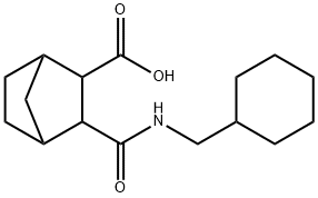 3-((cyclohexylmethyl)carbamoyl)bicyclo[2.2.1]heptane-2-carboxylic acid Struktur