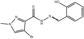 (E)-4-bromo-N'-(2-hydroxybenzylidene)-1-methyl-1H-pyrazole-3-carbohydrazide Struktur