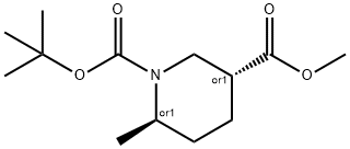 Trans-6-Methyl-Piperidine-1,3-Dicarboxylic Acid 1-Tert-Butyl Ester 3-Methyl Ester Struktur