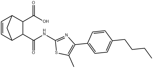 3-((4-(4-butylphenyl)-5-methylthiazol-2-yl)carbamoyl)bicyclo[2.2.1]hept-5-ene-2-carboxylic acid Struktur