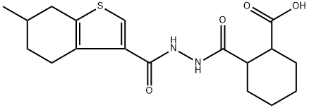 2-(2-(6-methyl-4,5,6,7-tetrahydrobenzo[b]thiophene-3-carbonyl)hydrazinecarbonyl)cyclohexanecarboxylic acid Struktur