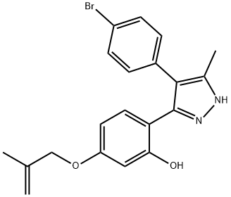 2-(4-(4-bromophenyl)-5-methyl-1H-pyrazol-3-yl)-5-((2-methylallyl)oxy)phenol Struktur