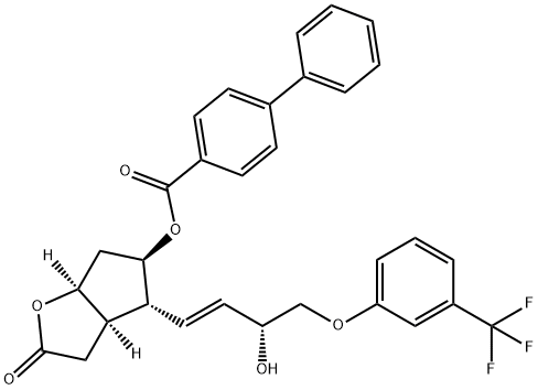 [1,1'-Biphenyl]-4-carboxylic acid, (3aR,4R,5R,6aS)-hexahydro-4-[(1E,3R)-3-hydroxy-4-[3-(trifluoromethyl)phenoxy]-1-buten-1-yl]-2-oxo-2H-cyclopenta[b]furan-5-yl ester Struktur