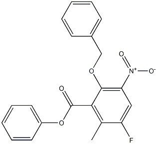 phenyl 2-(benzyloxy)-5-fluoro-6-methyl-3-nitrobenzoate Struktur