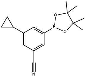 3-cyclopropyl-5-(4,4,5,5-tetramethyl-1,3,2-dioxaborolan-2-yl)benzonitrile Struktur