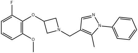 4-((3-(2-Fluoro-6-methoxyphenoxy)azetidin-1-yl)methyl)-5-methyl-1-phenyl-1H-pyrazole Struktur