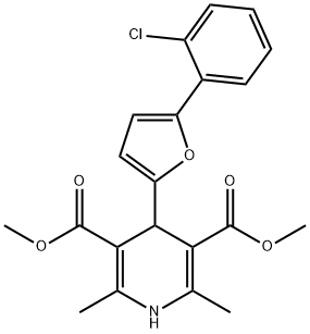 dimethyl 4-(5-(2-chlorophenyl)furan-2-yl)-2,6-dimethyl-1,4-dihydropyridine-3,5-dicarboxylate Struktur