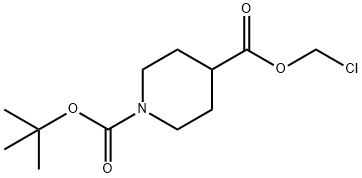 1-(tert-butoxycarbonyl)-4-(chloromethyl)piperidine-4-carboxylic acid Struktur