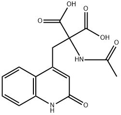 2-acetamido-2-((2-oxo-1,2-dihydroquinolin-4-yl)methyl)malonic acid Struktur