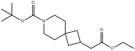 7-Azaspiro[3.5]nonane-2-acetic acid, 7-[(1,1-dimethylethoxy)carbonyl]-, ethyl ester Struktur