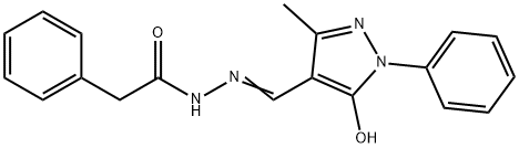 (E)-N'-((5-hydroxy-3-methyl-1-phenyl-1H-pyrazol-4-yl)methylene)-2-phenylacetohydrazide Struktur