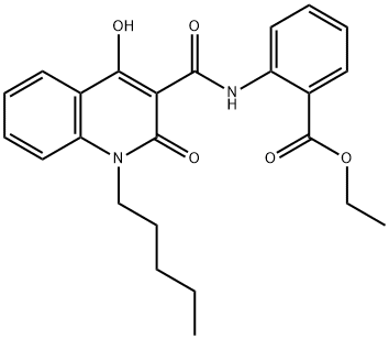ethyl 2-{[(4-hydroxy-2-oxo-1-pentyl-1,2-dihydroquinolin-3-yl)carbonyl]amino}benzoate Struktur