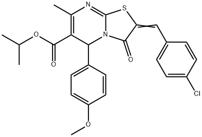 (E)-isopropyl 2-(4-chlorobenzylidene)-5-(4-methoxyphenyl)-7-methyl-3-oxo-3,5-dihydro-2H-thiazolo[3,2-a]pyrimidine-6-carboxylate Struktur