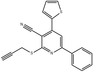 6-phenyl-2-(prop-2-yn-1-ylsulfanyl)-4-(thiophen-2-yl)pyridine-3-carbonitrile Struktur