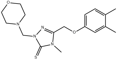 5-[(3,4-dimethylphenoxy)methyl]-4-methyl-2-(4-morpholinylmethyl)-2,4-dihydro-3H-1,2,4-triazole-3-thione Struktur