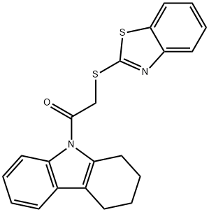 2-(1,3-benzothiazol-2-ylsulfanyl)-1-(1,2,3,4-tetrahydro-9H-carbazol-9-yl)ethanone Struktur