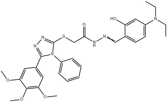 (E)-N'-(4-(diethylamino)-2-hydroxybenzylidene)-2-((4-phenyl-5-(3,4,5-trimethoxyphenyl)-4H-1,2,4-triazol-3-yl)thio)acetohydrazide Struktur