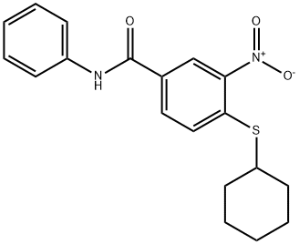 4-(cyclohexylsulfanyl)-3-nitro-N-phenylbenzamide Struktur