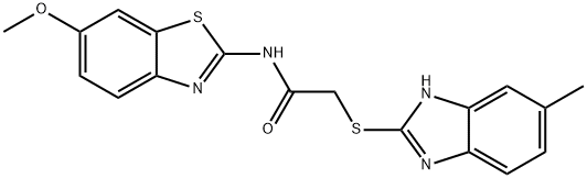 N-(6-methoxy-1,3-benzothiazol-2-yl)-2-[(5-methyl-1H-benzimidazol-2-yl)sulfanyl]acetamide Struktur