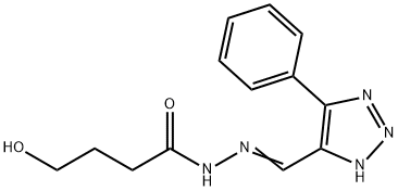 (E)-4-hydroxy-N'-((5-phenyl-1H-1,2,3-triazol-4-yl)methylene)butanehydrazide Struktur