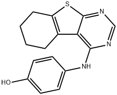 4-(5,6,7,8-tetrahydro[1]benzothieno[2,3-d]pyrimidin-4-ylamino)phenol Struktur