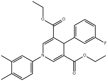 diethyl 1-(3,4-dimethylphenyl)-4-(3-fluorophenyl)-1,4-dihydropyridine-3,5-dicarboxylate Struktur