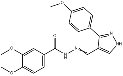 (Z)-3,4-dimethoxy-N'-((3-(4-methoxyphenyl)-1H-pyrazol-4-yl)methylene)benzohydrazide Struktur