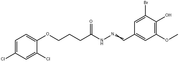 (E)-N'-(3-bromo-4-hydroxy-5-methoxybenzylidene)-4-(2,4-dichlorophenoxy)butanehydrazide Struktur