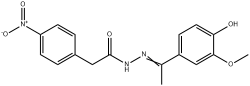 (E)-N'-(1-(4-hydroxy-3-methoxyphenyl)ethylidene)-2-(4-nitrophenyl)acetohydrazide Struktur