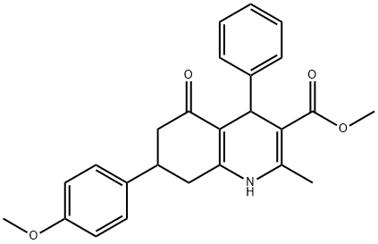 methyl 7-(4-methoxyphenyl)-2-methyl-5-oxo-4-phenyl-1,4,5,6,7,8-hexahydroquinoline-3-carboxylate Struktur