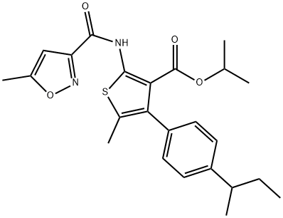 isopropyl 4-(4-(sec-butyl)phenyl)-5-methyl-2-(5-methylisoxazole-3-carboxamido)thiophene-3-carboxylate Struktur