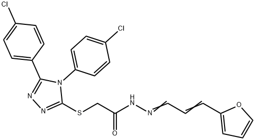 2-{[4,5-bis(4-chlorophenyl)-4H-1,2,4-triazol-3-yl]sulfanyl}-N'-[(1E,2Z)-3-(furan-2-yl)prop-2-en-1-ylidene]acetohydrazide Struktur