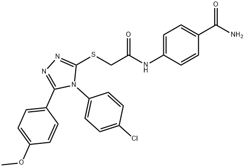 4-[({[4-(4-chlorophenyl)-5-(4-methoxyphenyl)-4H-1,2,4-triazol-3-yl]sulfanyl}acetyl)amino]benzamide Struktur