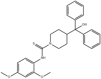 N-(2,4-dimethoxyphenyl)-4-[hydroxy(diphenyl)methyl]piperidine-1-carbothioamide Struktur