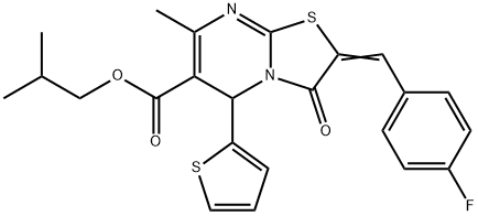 (Z)-isobutyl 2-(4-fluorobenzylidene)-7-methyl-3-oxo-5-(thiophen-2-yl)-3,5-dihydro-2H-thiazolo[3,2-a]pyrimidine-6-carboxylate Struktur