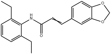 (2E)-3-(1,3-benzodioxol-5-yl)-N-(2,6-diethylphenyl)prop-2-enamide Struktur