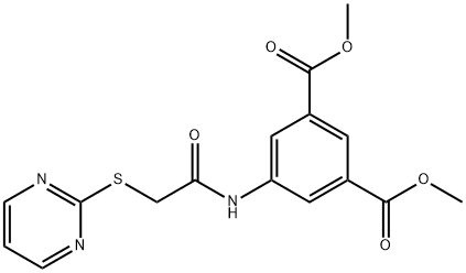 dimethyl 5-(2-(pyrimidin-2-ylthio)acetamido)isophthalate Struktur