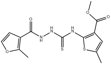 methyl 5-methyl-2-(2-(2-methylfuran-3-carbonyl)hydrazinecarbothioamido)thiophene-3-carboxylate Struktur