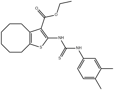 ethyl 2-(3-(3,4-dimethylphenyl)thioureido)-4,5,6,7,8,9-hexahydrocycloocta[b]thiophene-3-carboxylate Struktur