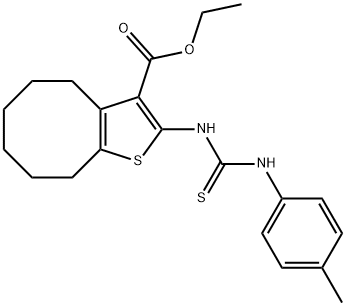 ethyl 2-(3-(p-tolyl)thioureido)-4,5,6,7,8,9-hexahydrocycloocta[b]thiophene-3-carboxylate Struktur