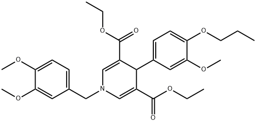 diethyl 1-(3,4-dimethoxybenzyl)-4-(3-methoxy-4-propoxyphenyl)-1,4-dihydropyridine-3,5-dicarboxylate Struktur