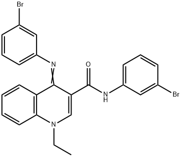 (E)-N-(3-bromophenyl)-4-((3-bromophenyl)imino)-1-ethyl-1,4-dihydroquinoline-3-carboxamide Struktur