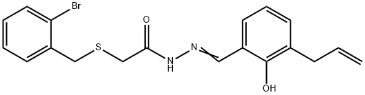 (E)-N'-(3-allyl-2-hydroxybenzylidene)-2-((2-bromobenzyl)thio)acetohydrazide Struktur